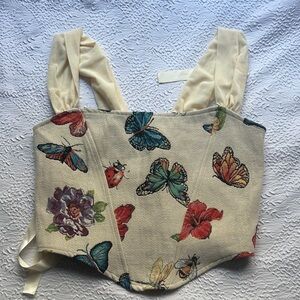 Floral and Butterfly Print Women's Top